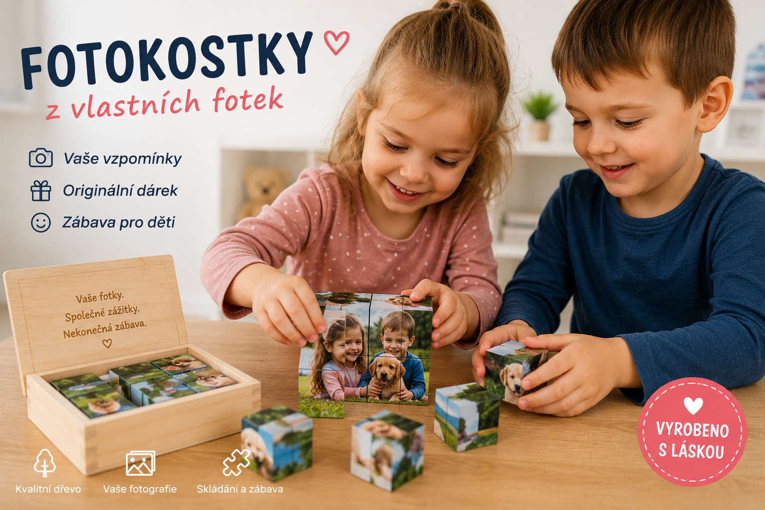děti skládají fotokostky